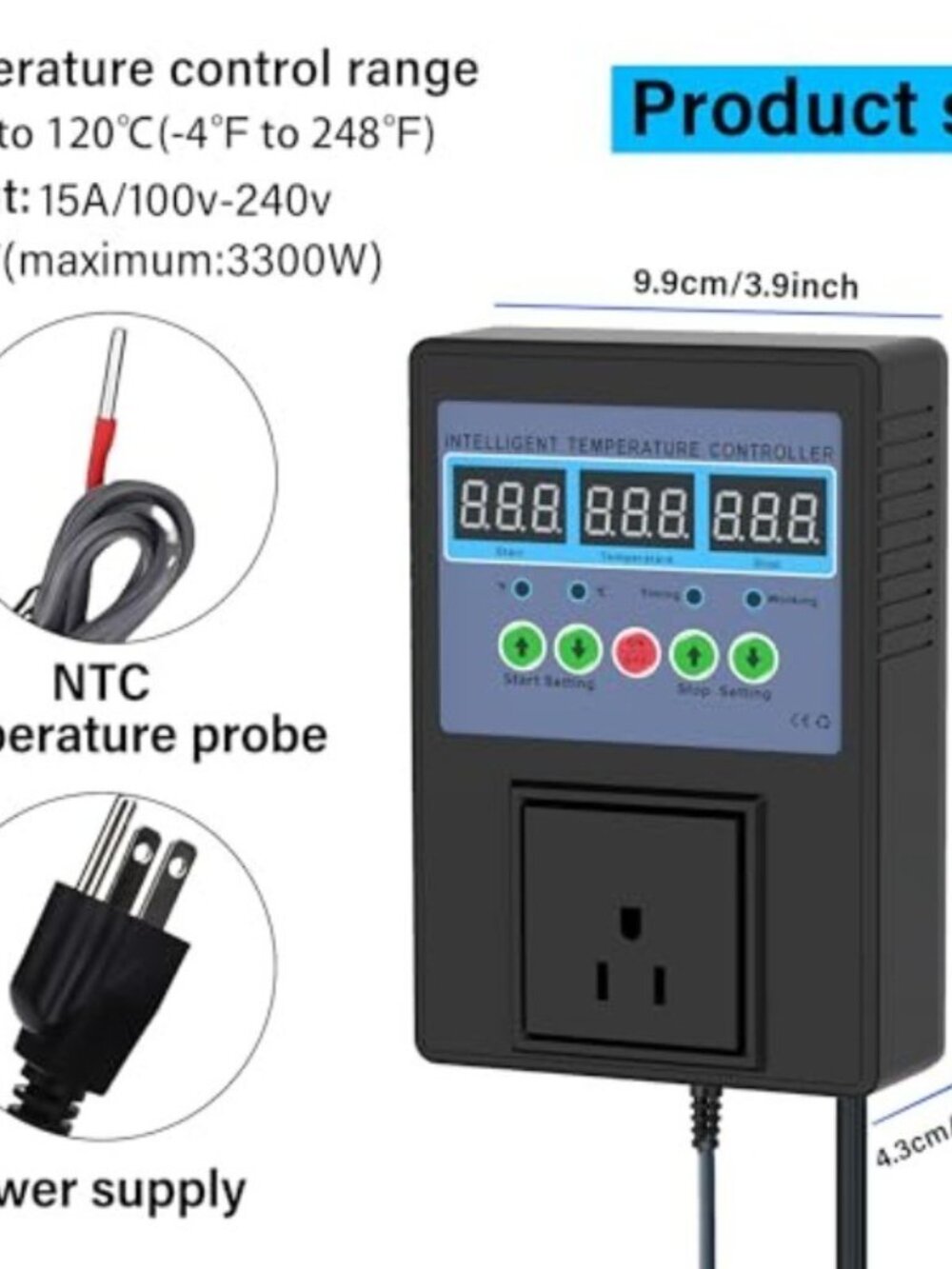 TempMaster Digital Temperature Controller Outlet,Heating & Cooling Thermostat wi - Picture 2 of 7